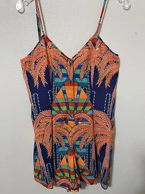 Mara Hoffman Printed Romper Size 0 Cactus Palm Tree Excellent Shorts One Piece • $37.49