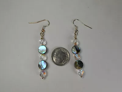   REAL Mother Of Pearl DANGLE EARRINGS With AB Beads...  FREE Shipping!!! • $10