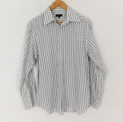 Next White Black Blue Pinstripe Shirt Size Medium • £6.49