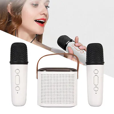 (White)Portable Bluetooth Speaker And Microphones Set Pa System RGB Speaker • £25.90