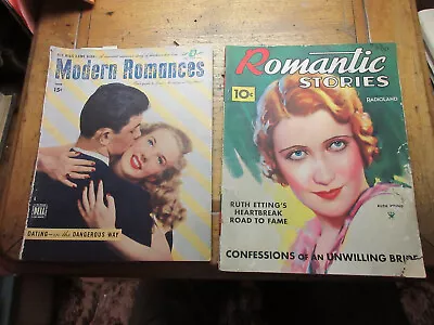 2~ ROMANTIC STORIES MAGAZINE/RADIOLAND Magazine 10/1930 + MODERN ROMANCE 6/1946 • $14.99