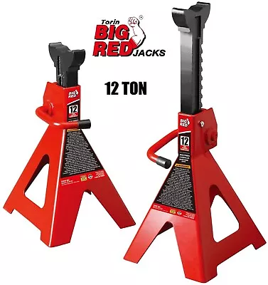 BIG RED 12 Ton (24000 Lb) Capacity 1 Pair Torin Steel Jack Stands Red • $115.16