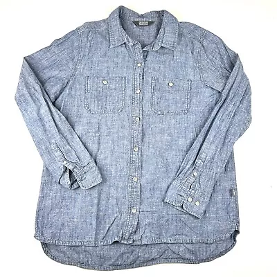 Outdoor Research Shirt Mens Medium Blue Chambray Hemp Blend • $24.95