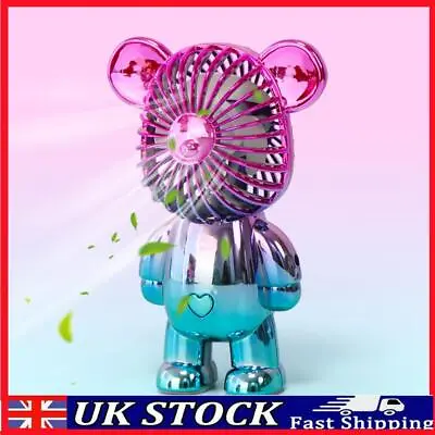 Graffiti Bear Mini Fan Electroplating Electric Fan 3-speed For Home Office Study • £7.09