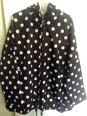 $50 • Buy Gorman Polka Dot Black And White Hooded Raincoat S/M