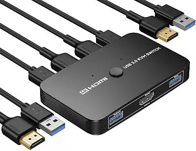 KVM SwitchUSB Switch For 2 Computers Support 4K@60Hz2 HDMI Cables And 2 USB • $99.99