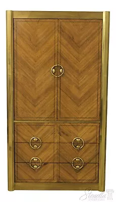 58969EC: MASTERCRAFT Mid Century Modern Walnut & Brass Armoire • $3195