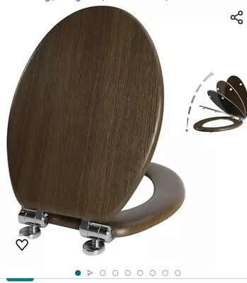 Angel Shield Toilet Seat Elongate Wood Brown Slow Close Easy Clean Quick-Release • $41.99