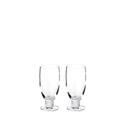 Lalique Beer Glasses Pair Louvre Clear Crystal (1734000) • £210