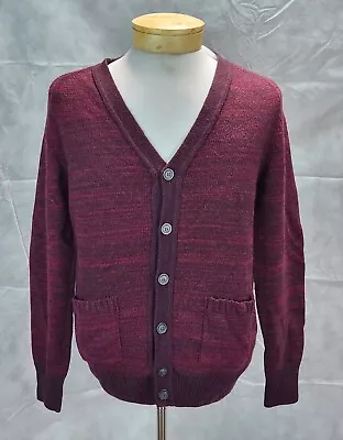 BURTON Men's Large (41 -44  Chest) Maroon Cardigan Sweater With Elbow Patches • $32