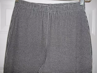 Vintage Women’s Stretch Catalina Pants Gray Black Check Elastic Waist Size Large • $14.99