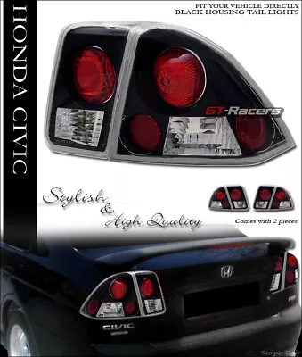 For 2001-2005 Honda Civic 4 Door Sedan Jdm Black Sport Altezza Tail Lights Lamps • $85