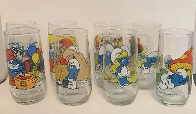 Set Of 8 Vintage 1982 & 1983 Smurfs Peyo Collectible Drinking Glasses • $49.99