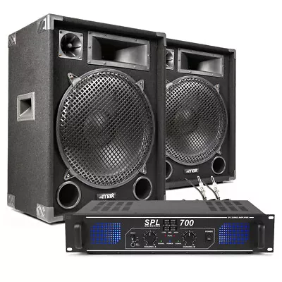 2x Max 15  PA Speaker And Amp Party DJ Band Complete Sound System 2000W UK Stock • £369