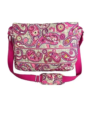 Vera Bradley Messenger Crossbody Bag  Paisley Meets Plaid  Retired Pattern Pink • $35