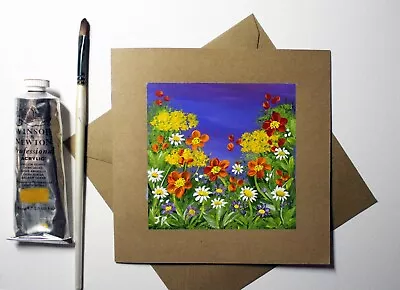 Real Painting: Hand-painted Card  Cottage Garden #141  W/envelope By Judith Rowe • £4.50