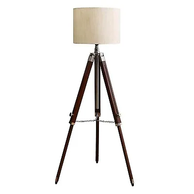 Vintage Floor Lamp Wooden Tripod Stand Lamp Nautical Living Room Home Decor Lamp • $113.40