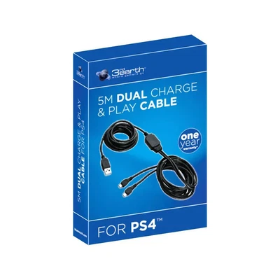 $22 • Buy 3rd Earth Dual Charge & Play Micro USB Cable For PS4 Sony PlayStation 4 5m Black