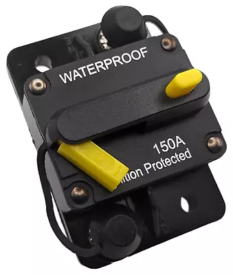 150 Amp Waterproof Yellow Circuit Breaker Auto/Marine/Solar 12-48V DC Man. Reset • $10.99