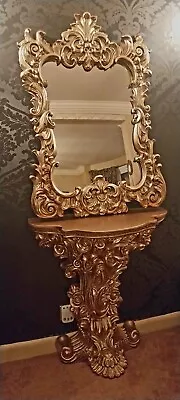 £430 • Buy French Style Ornate Baroque Gold Gilt Console Table Mirror Set. Statement Piece.
