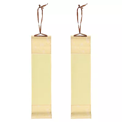 15x4  Silk Half Raw Ripe Blank Hanging Xuan Paper Scroll 2Pcs Light Brown • $20.15