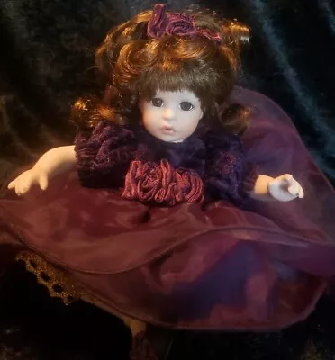 MARIE OSMOND TINY TOT DOLL Purple And Gold Dress Hand Numbered 2002 D17 • $15.33