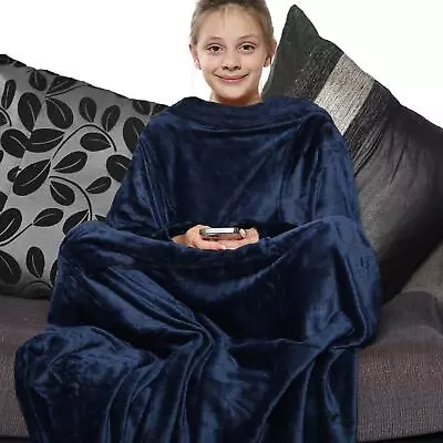 Unisex Girls Boys Wearable Snuggle Blanket With Sleeves Super Soft Warm Fleece • £9.99