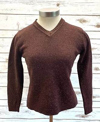 Women Long Sleeve Pull Over V-Neck Gold & Maroon Casual Sweater Size Small • $11.99