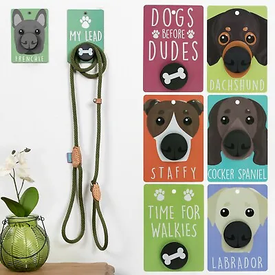 £4.99 • Buy Dog Lead Hook Hanger Holder Wall Mounted Plaque Pop Hook Socket 100+ Breeds