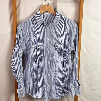 Kookai Button Up Shirt Womens 34 Blue White Striped Long Sleeve • $19.45