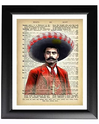 EMILIANO ZAPATA REVOLUTIONARY  Dictionary Art  Fantasy Poster Art • $6.95