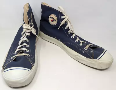 VTG Pro-Keds Blue Canvas Hi Cut High Top Mens 16 Basketball Sneakers Shoes A24 • $179.99