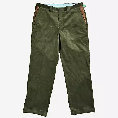 Orvis Corduroy Brisbane Moss Flat Front Pants Mens 40x32 Olive Moleskin Trousers • $74.95