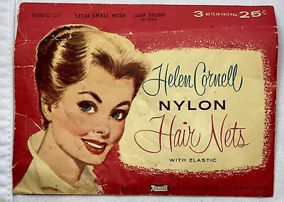 Vintage 1950 Nylon Hair Nets Helen Cornell Original Package PEARL Elastic￼ Retro • $10