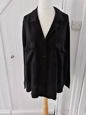 Ladies M&S Autograph Black Shirt Blouse Plus Size 24 NWT • £8.99