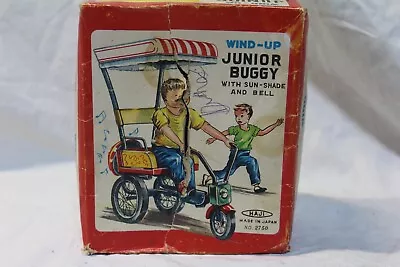 Vintage HAJI Wind Up Junior Buggy With Sun Shade  Bell W/box 2750 Made In Japan • $19.95