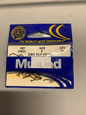 Mustad Dry Fly Tying Hooks 94840 Size 8 • $6.99