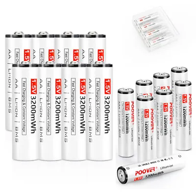 Lithium-ion AA AAA Batteries 3200/1200mWh Rechargeable LR6 Li-ion Battery 1.5V • $68.29
