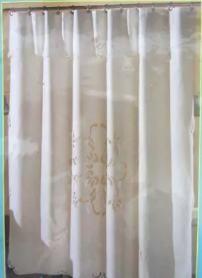 NEW Vintage Shower Curtain White Sophia Battenburg Lace 72 X72  Bath Designs NOS • $21.88