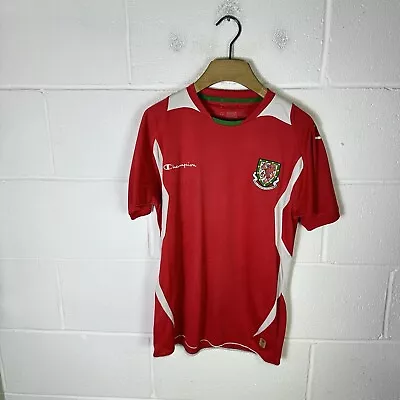 Vintage Wales Football Shirt Mens Small Red Champion 2008/10 Home Kit FAW Cymru • £33.95