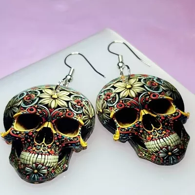 Skull Pendant Earrings (Black/White/Brown) - New With Tags Handmade • £1.99