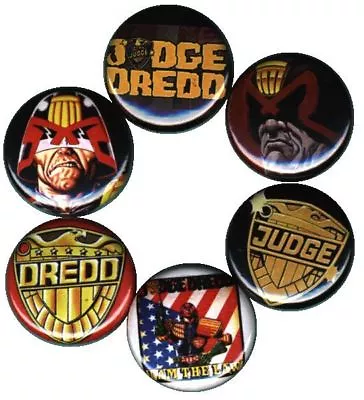 Judge Dredd: Set Of 6 Buttons - Pins - Badges - Pinbacks 2000ad Lawgiver Comic • $3.79