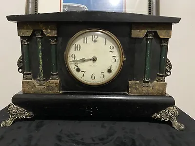 Antique Gilbert 3 Pillar Mantle Clock With Weight And Key - Untested  • $249.50