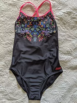 ZOGGS Girls Black Swimming Costume Age 14 UK 34  VGC • £13