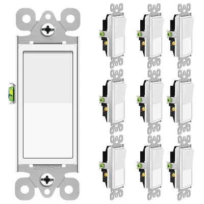 3-Way Wall Light Switch On/Off Rocker Paddle Switch 15A 120/277V UL White 10Pack • $24.93