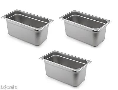 1/3 Size Buffet PAN 3 PACK CATERING HOTEL DISH ONE THIRD SIZE PANS Stainless • $59.99
