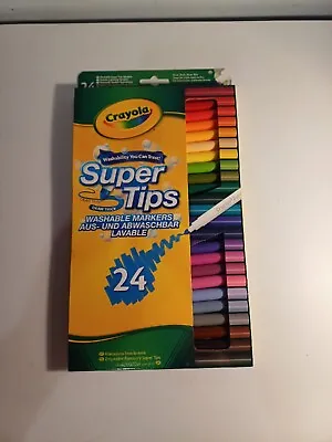 CRAYOLA Supertips Washable Markers Felt Tip Pens Pack Of 24 Assorted Colours • £9.90