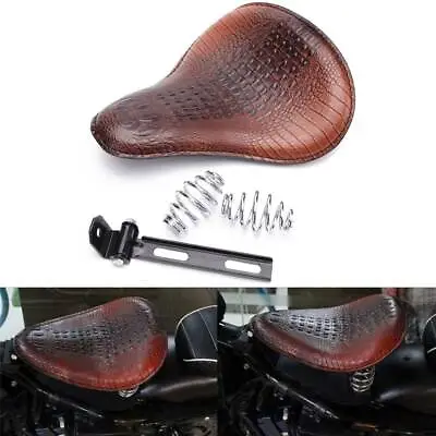 Brown Motorcycle Alligator Leather Solo Driver Seat For Harley Chopper Bobber AU • $85.17