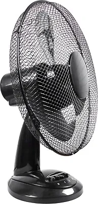 Prem-I-Air 16  Desk Fan Adjustable 3 Speed Settings For Home & Offices BLACK • £29.99