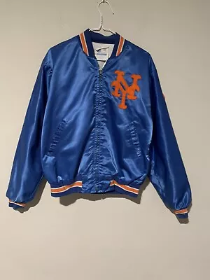 Vtg 80’s MLB New York Mets Baseball Satin Blue Jacket Sz Adult M USA- Read • $10